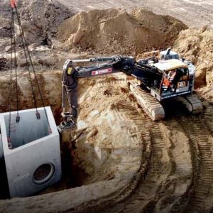 Kanalarbeiten mit einem Bagger